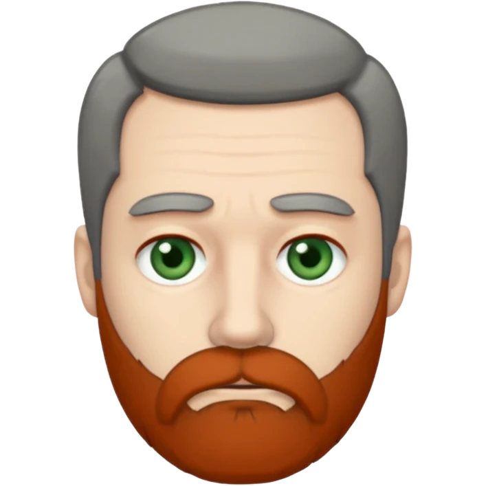 Greenish grey eyed adult man with sad eyes, poor short dark grey hair and a very long beard hanging. Pale skin. He's serious and looks tired. Make sure his hair and beard are both dark grey. emoji