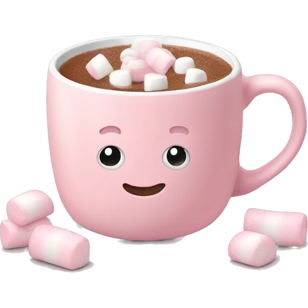 Light Pink mug of hot chocolate with marshmallows  emoji