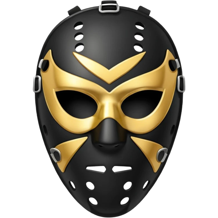 Black hockey mask with a gold V on it emoji