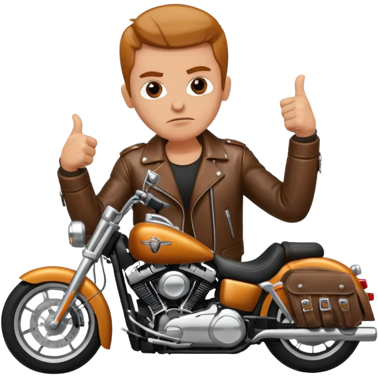 Biker on Harley motorcycle with his thumbs down emoji