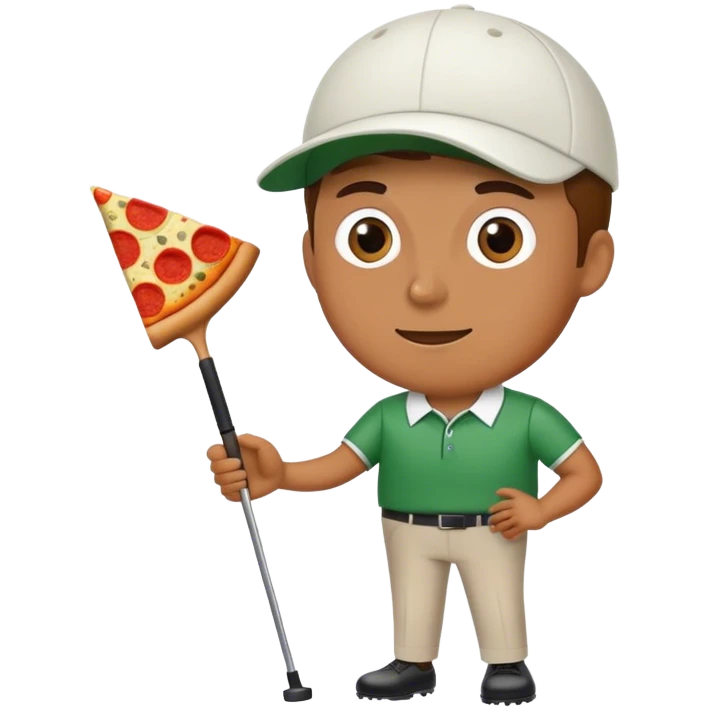 Guy playing golf and eating pizza emoji