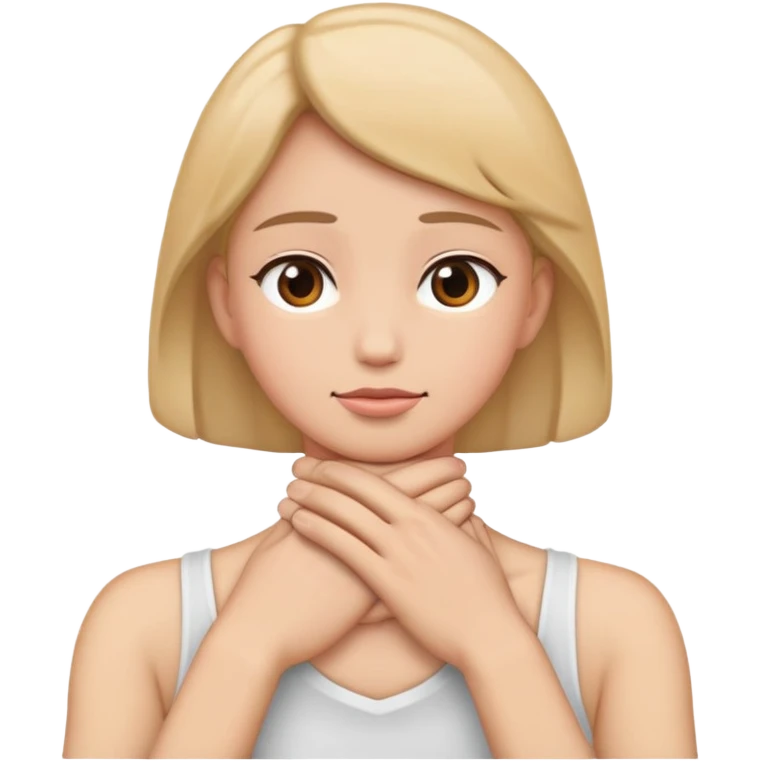 Crossed hands holding neck emoji