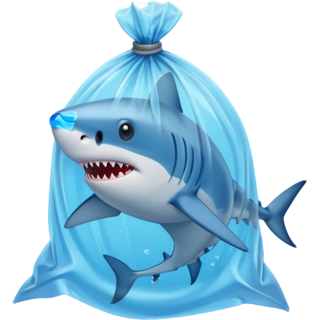 shark stuck in plastic waste bag emoji