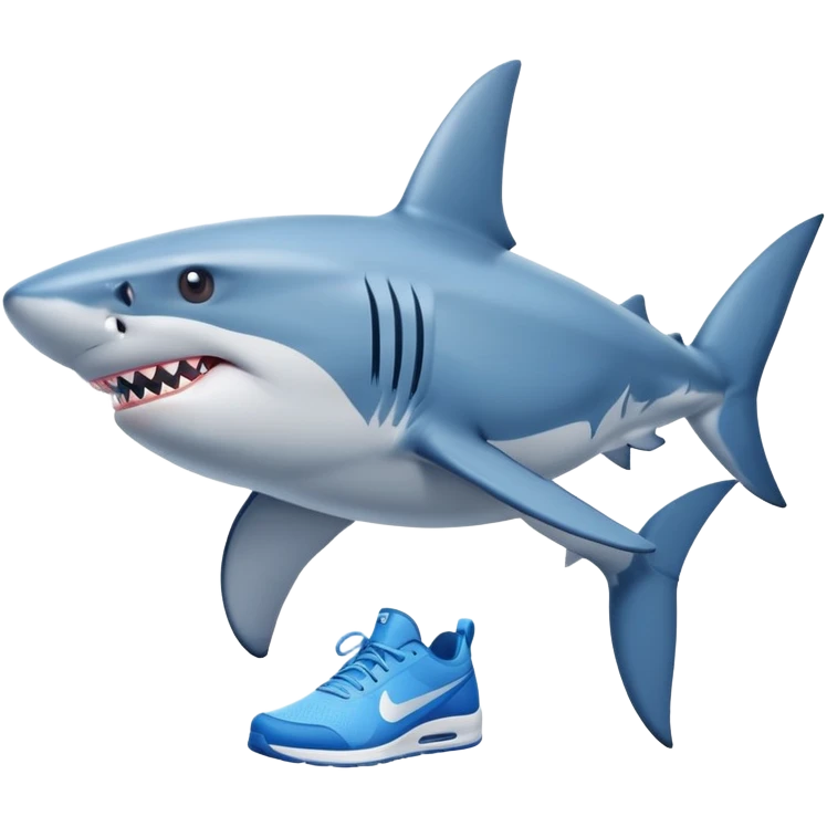 Shark wearing 3 blue Nikes emoji