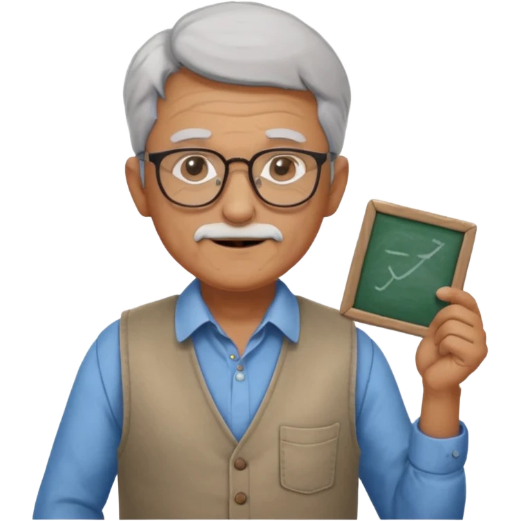Male Teacher – older man, vest over shirt, glasses, chalk in one hand. emoji