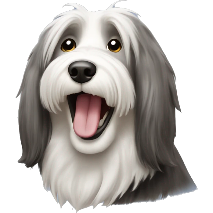 Bearded collie sit and laughing  emoji