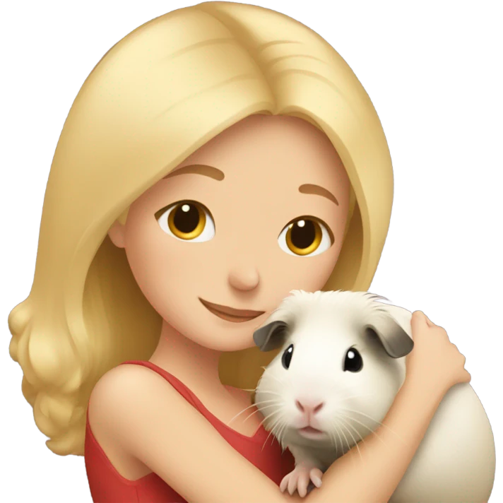 Blonde Woman hugging a guineapig emoji