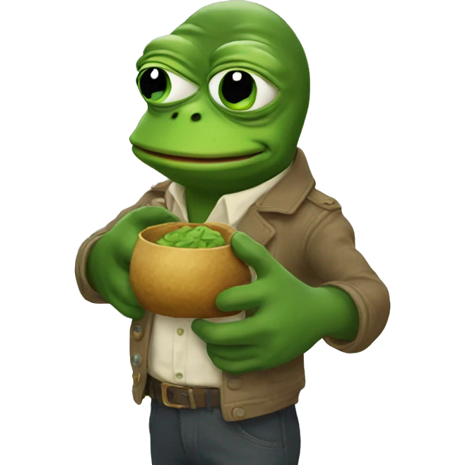 Pepe holding bnb in both hands emoji