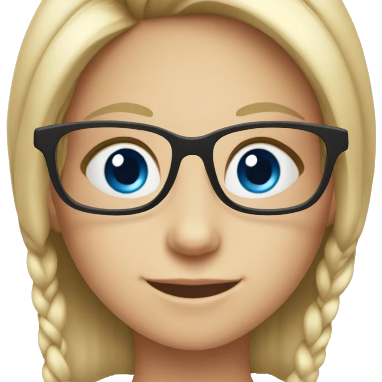 smiling girl with glasses blue eyes emoji
