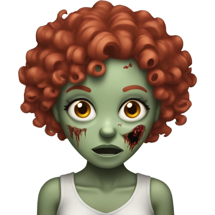 Zombie girl with hands, red curly hair emoji