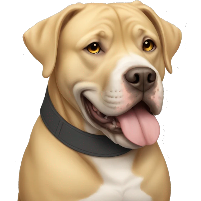Grey American bully and golden Labrador hug emoji