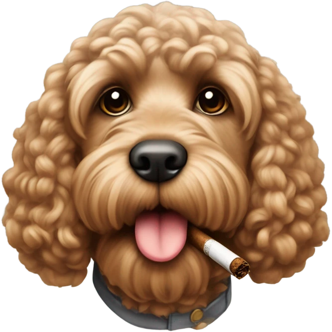 Cockapoo smoking a cigar  emoji