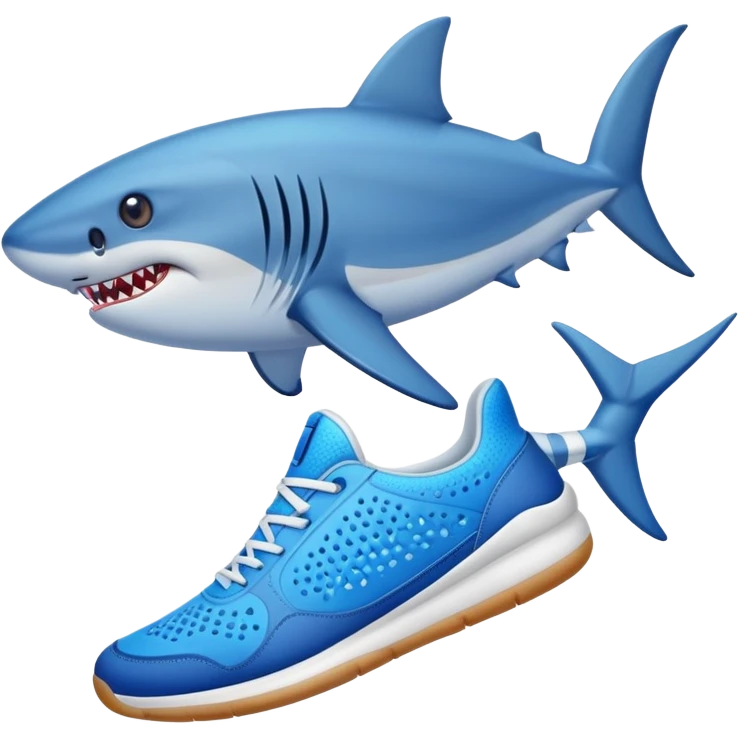 Tiburón con pies y tenis azules  emoji