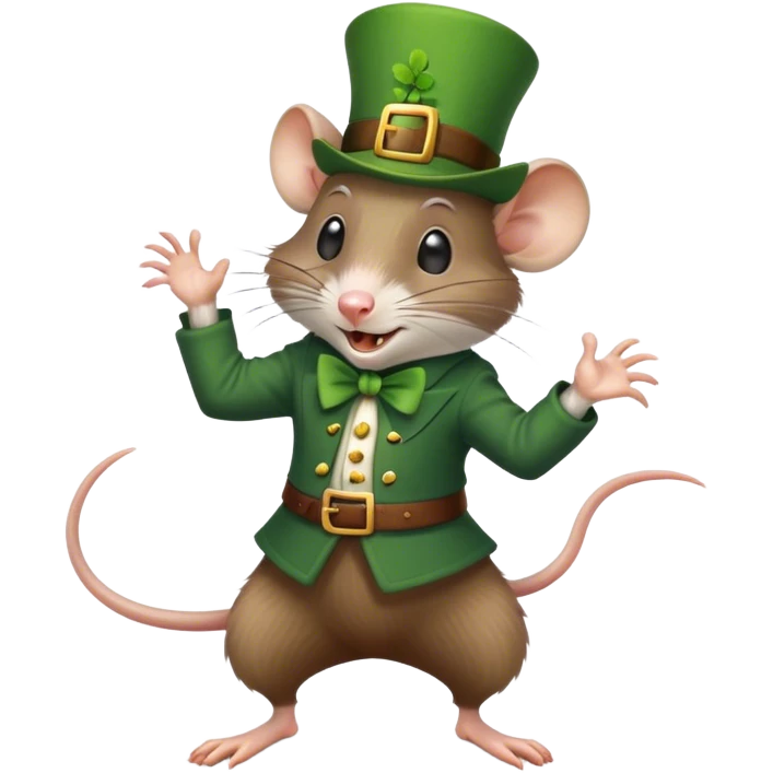 Rat doing an Irish jig with leprechaun hat on emoji