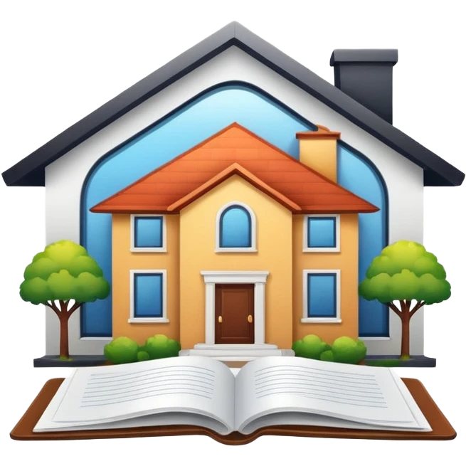documents and personal license logo house emoji