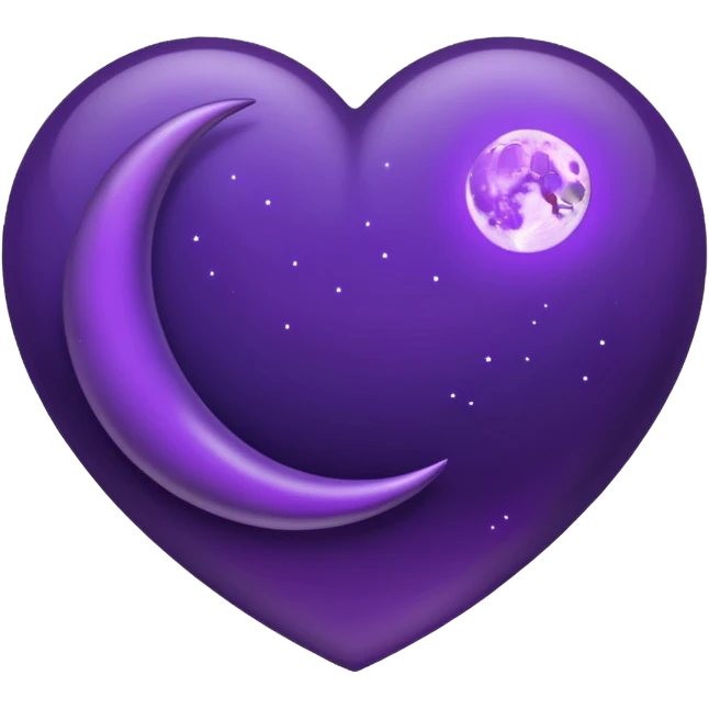 dark purple heart with a purple Moon emoji