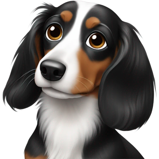 White and black long haired dachshund emoji