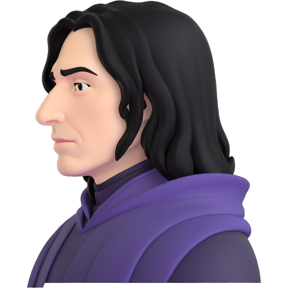 melancholy Snape side profile with long black hair emoji