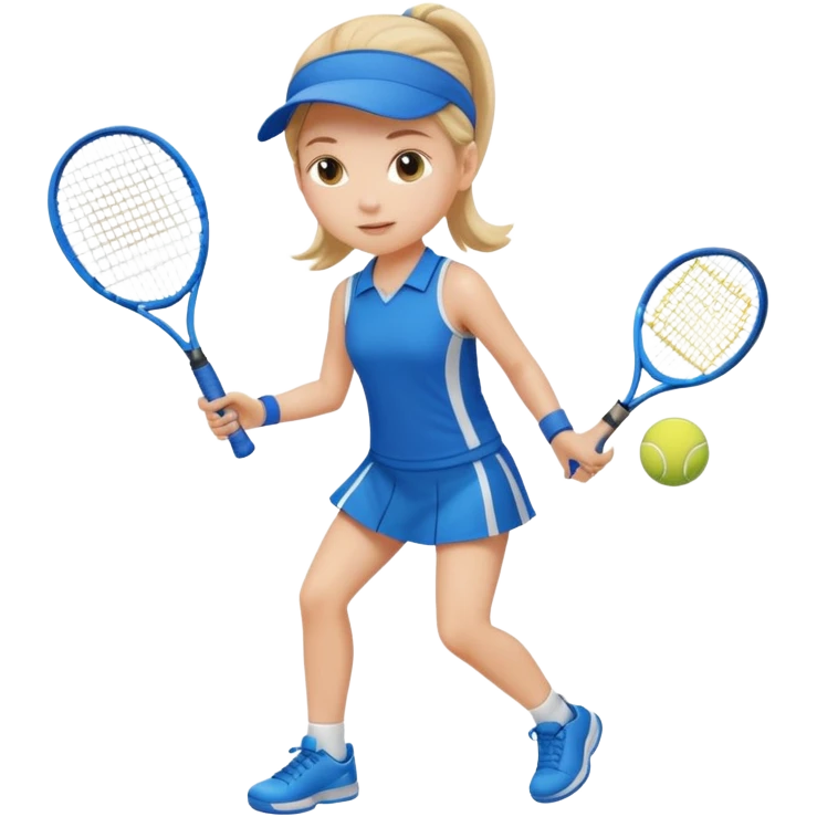 white young girl playing tennis, wearing a blue outfit emoji