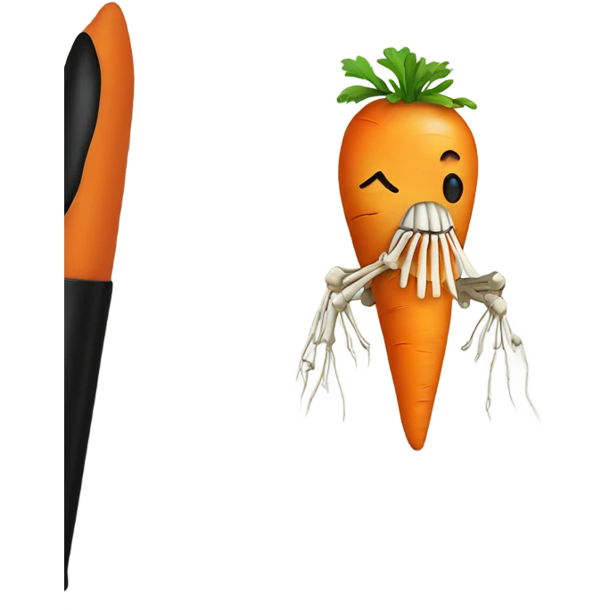 Sad carrot crying over bird skeleton emoji