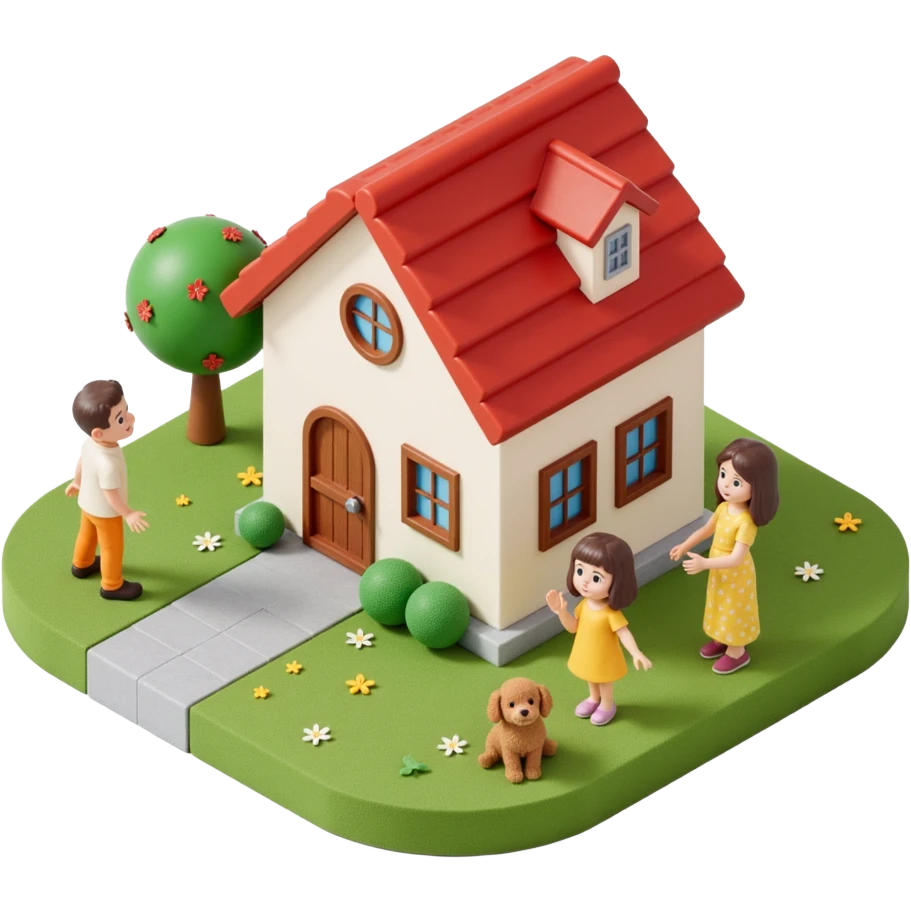 house with a family and pet emoji