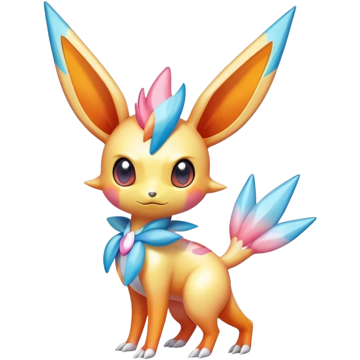 Colorful Shiny Exotic Victini-Salandit-Aurorus-Sylveon-Fakémon-hybrid-creature (full body)  emoji