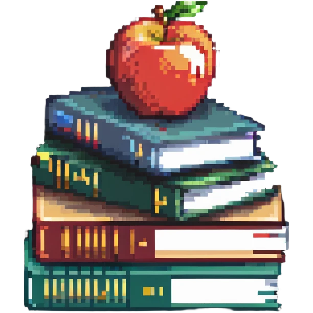 stack of school books with an apple emoji