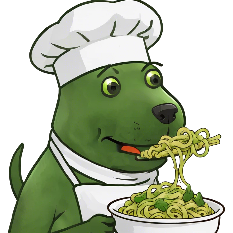 Dog eating pasta emoji