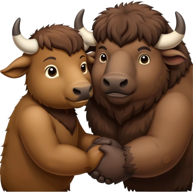 Skinny bufalo and fat buffalo  holding hands  emoji