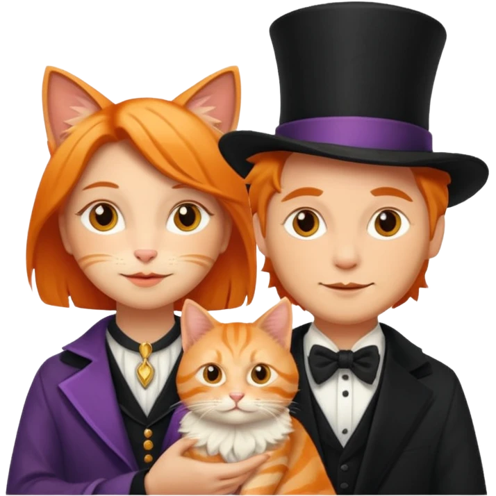  Icon magician couple and their pet cat emoji