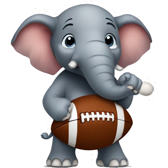 Elephant holding an American football emoji