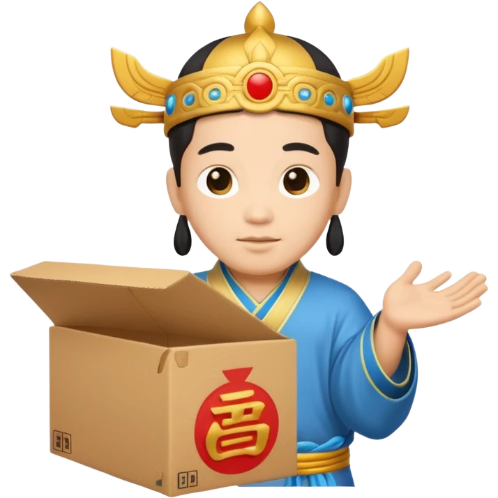 chinese god hold carton box emoji