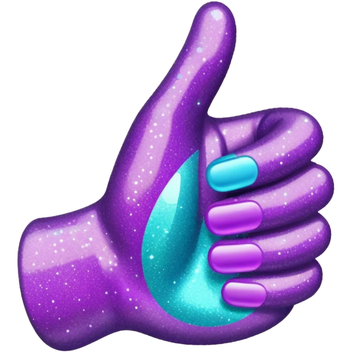 Glitter purple and cian hand thumbs up emoji