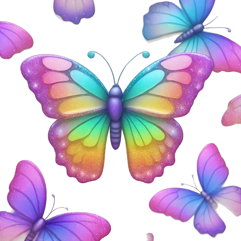 Sparkly Pastel rainbow-gradient iridescent glass butterfly emoji