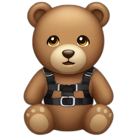 Teddy bear in black harness emoji