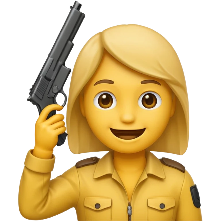 Create a smiling face emoji that’s holding a gun pointed to their head emoji