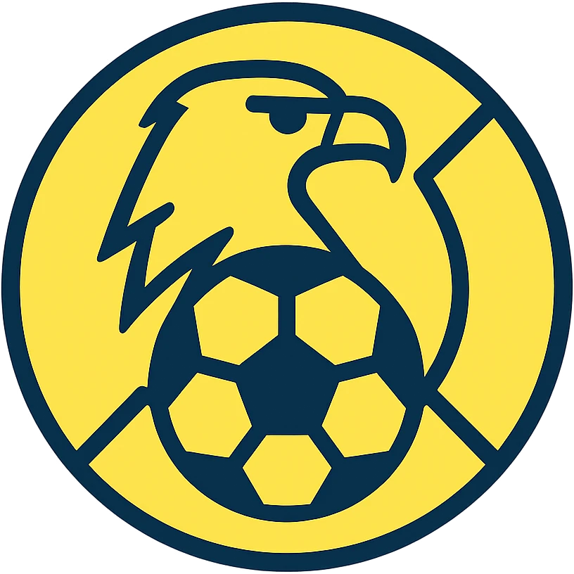 Club América logo style icon, featuring a stylized eagle and soccer ball, bold blue and yellow emoji