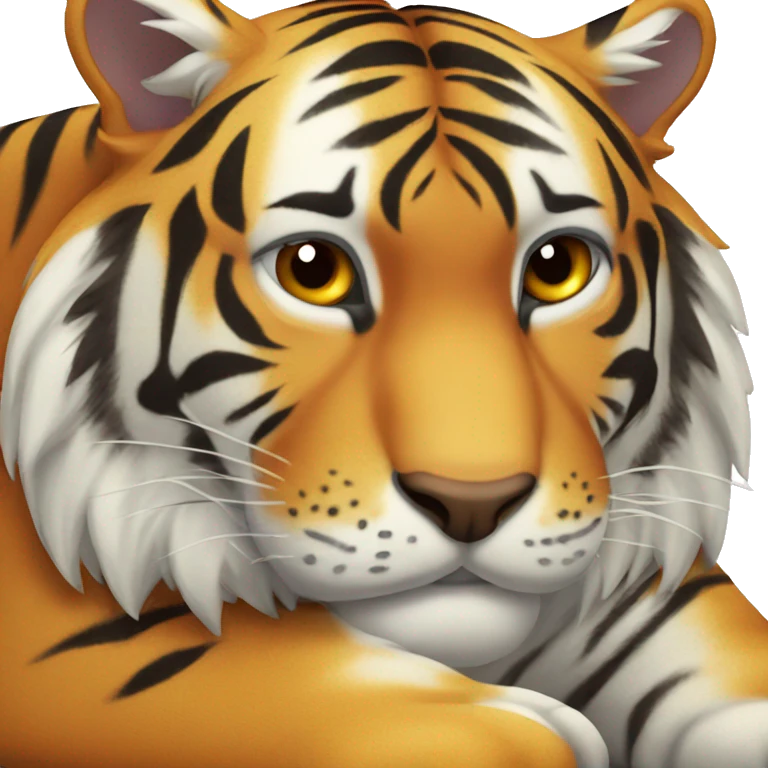 exhausted tiger lying down emoji