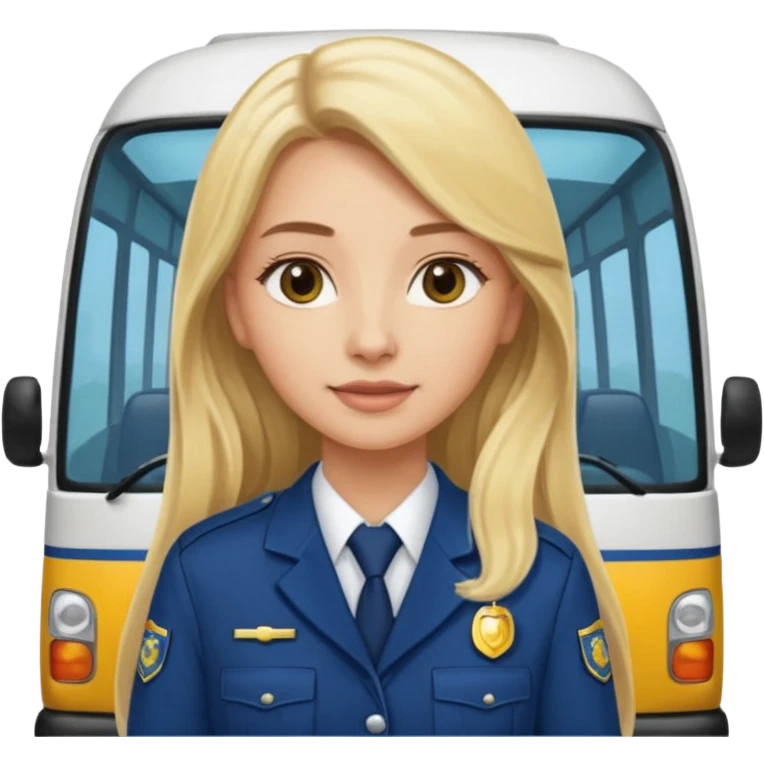 blonde long haired  woman minibus driver emoji