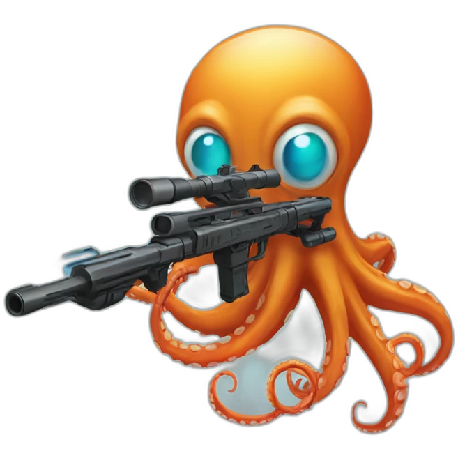 octopus holding a laser rifle emoji