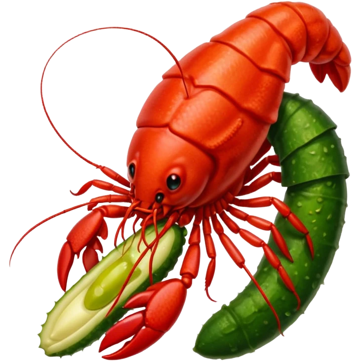 Crawfish eating pickle emoji