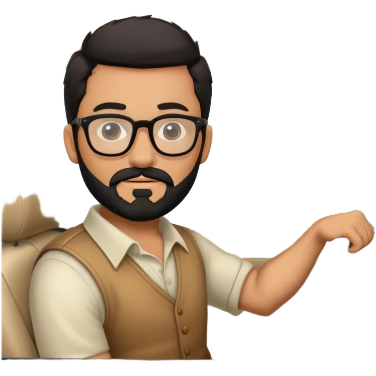 man in car with glasses black Beard  emoji