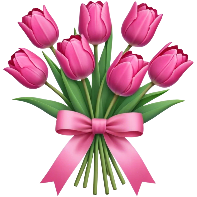pink tulip bouquet with a bow emoji