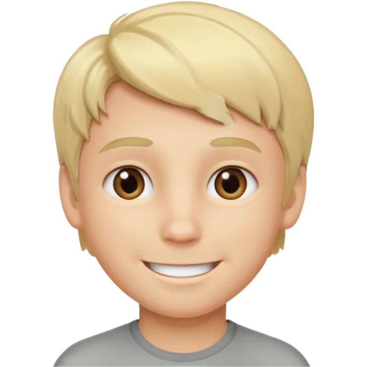 blond boy with grey eyes smiling emoji