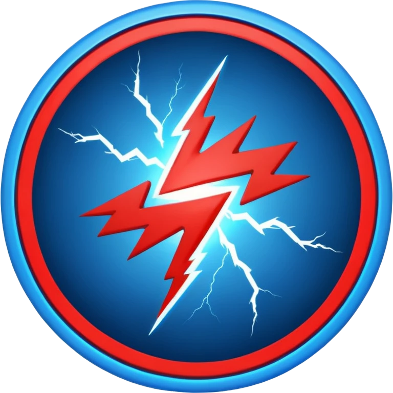 Red and blue lightening in a circle shape with effects emoji