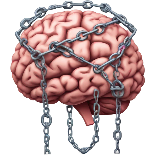 Brain bound with hearts in chains emoji