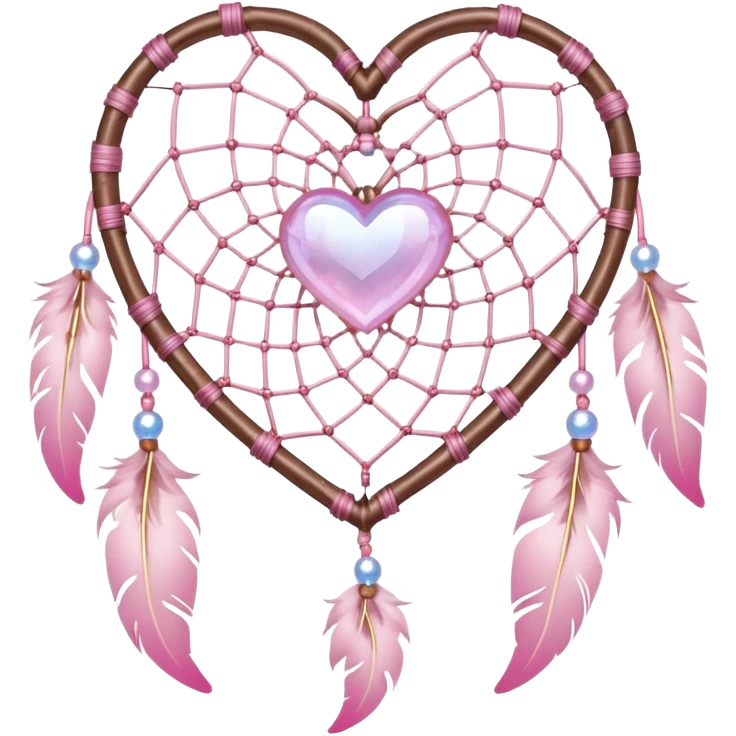 Iridescent pastel pink heart Sakura dreamcatcher emoji
