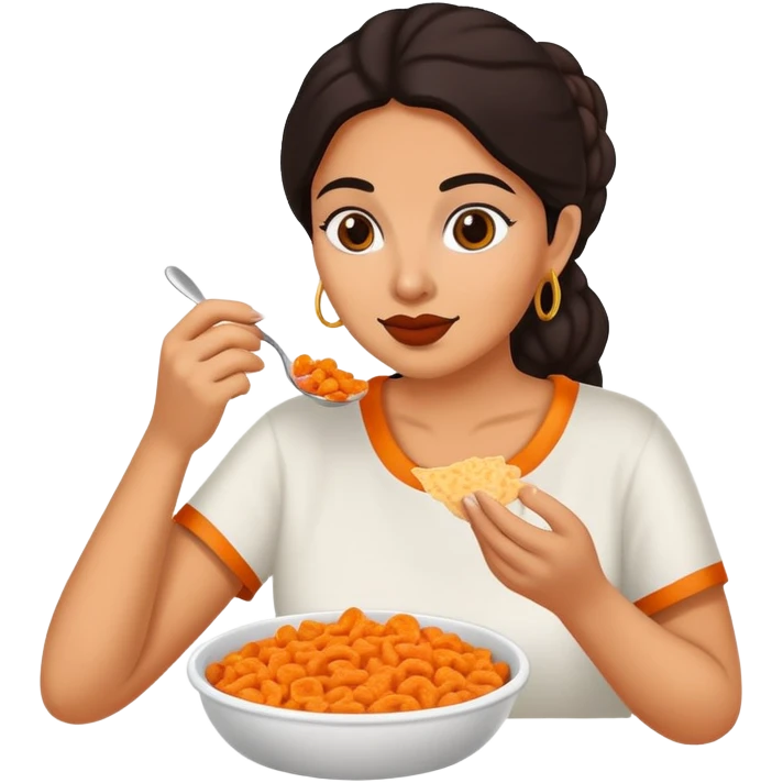 Mexican woman with bean dip and Cheetos  emoji