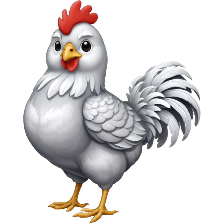 full body silver and white chicken emoji