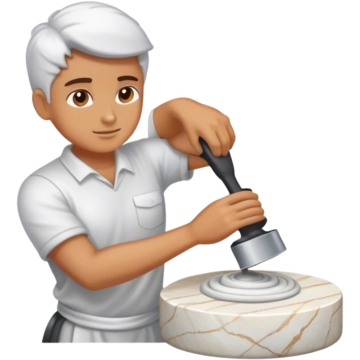 Человек делает реставрацию мрамора, полирует, шлифует emoji